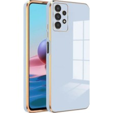 MCasering Galaxy A23 Uyumlu Telefon Kılıfı Kenarları Parlak Gold Silikon Kılıf Açık Mavi Lacivert Silikon
