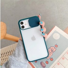 Trendtech Iphone 11 6.1" Uyumlu Kamera Lens Korumalı Sürgülü Kılıf Haki Yeşil Haki Silikon