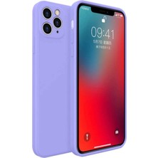 Trendtech Iphone 12 Uyumlu Kılıf Lansman Kadife Kamera Korumalı Yumuşak Silikon Mor Silikon
