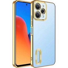 MCasering Xiaomi Redmi 12  Kılıf Logo Yeri Açık Kamera Lens Korumalı Renkli Kenarlı Şeffaf Silikon Altın Silikon