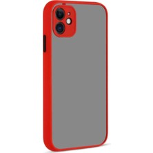 MCasering Iphone 12 Kılıf Kırmızı Arkası Buzlu Telefon Kılıfı Kırmızı Silikon