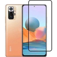Trendtech Redmi Note 10 Pro Tam Ekran Koruyucu Kırılmaz Temperli Cam Sert 9h Siyah Silikon