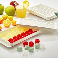 CATEKSSS 33'lü Küre Buzluk Buz Yapma Kalıbı Pratik Hazneli Kapaklı Buzluk Bas Çıkar Sunum Buz Kalıbı Plastik
