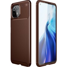 Mey ®   Mi 11 Lite Kılıf Auto Focus Karbon Kapak - Kahverengi Mey Najmaddin