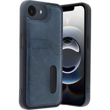 Mey ®   iPhone 16E Kılıf Sara Kartvizitli Deri Kılıf - Lacivert Mey Najmaddin