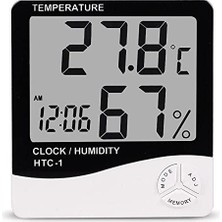 Delixa Htc-1 Dijital Termometre Sıcaklık ve Nem Ölçer Higrometre Masa Alarm