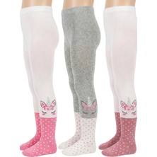 Hstore Kız Çocuk 3'lü Paket Unicorn Desenli Puantiyeli Pamuklu Külotlu Çorap Seti (11-12 Yaş)