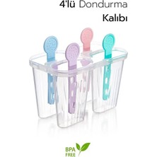 CATEKSSS 4 Bölmeli Dondurma Kalıbı ve Çubukları - Bpa Free | 7,5 x 5,5 x 3 cm Silikon Şeffaf