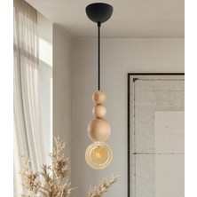 EFLIGHTDESIGN Detaylı Modern Bohem Rustik Sarkıt Avize Şık ve Doğal Tasarım Salon Oturma Odası (Siyah Tekli
