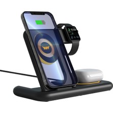 Buff Labs Buff BL40 5in1 Telefon Watch Kulaklık Tutucu Kablosuz LED Işıklı Hızlı Şarj Standı