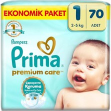 Prima Bebek Bezi Premium Care 1 Numara 70 Adet Yenidoğan Ekonomik Paket