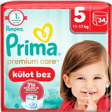 Prima Külot Bebek Bezi Premium Care 5 Numara 34'lü 11-17 kg