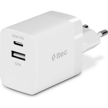 Ttec Smartcharger Duo Pd 45W Seyahat Hızlı Şarj Aleti Usb-C+Usb-A 2SCP02B