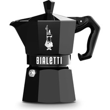 Hepta Collection Bialetti - Exclusive: 3 Cups Ocak Üstü Espresso Pişirici - 130ML - Siyah Renk - Alüminyum Gövde
