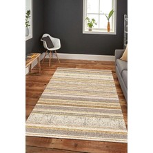 Depoba Alexis Kadife Kilim Desen Kaymaz Pamuk Tabanlı Yıkanabilir Antibakteriyel Salon Halısı 120X18