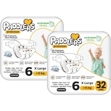 Paddlers Protection Bebek Bezi 6 Numara X-Large (15+ Kg) 64 Adet – 2’li Set, Maksimum Koruma