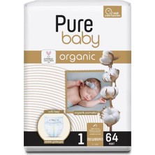 Pure Baby Organik Pamuklu Cırtlı Bez 4'lü Paket 1 Numara Yenidogan 256 Adet