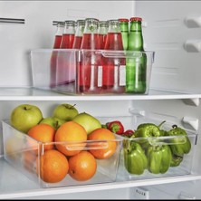 Deconox 1 Adet Kırılmaz Ultra Dayanıklı Buzdolabı Düzenleyici Organizer Kutu Şeffaf - x Large Boy Ki