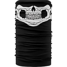 Hepta Collection Siyah Beyaz Klasik Kuru Kafa Çok Amaçlı Bandana Saç Bandı Maske Balaklava Boyunluk Motosiklet V