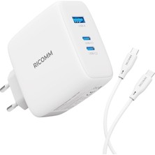Ricomm 100W Gan 3 Portlu Usb-C + Usb-A Şarj Aleti Qc5.0 Pd Iphone, Ipad, , Xiaomi, Notebook,
