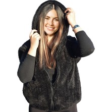 Özgüner Oyuncak Pelüş Yelek,sweat,pelüş Mont,sıcak Tutan Yelek, Yılbaşı Hediyesi (Siyah, Standart)