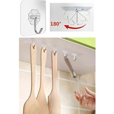 CATEKSSS 5 Adet Kendinden Yapışkanlı Şeffaf Askı Metal Kancalı Askılık Plastik Gri Cn