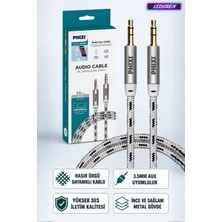 L'edoren Basic A810 3.5mm Aux Kablo Hasır Örgü Dayanıklı Ses Kablosu