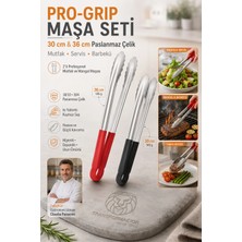 Transformacion Pro- 2'li Mutfak Servis ve Mangal Maşası Seti (30 cm & 36 Cm) 18/10 304 Paslanmaz Çelik Isı Yalıtımlı Kaymaz Saplı Profesyonel Et Tavuk Salata Gıda Kıskacı 723466