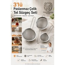 Transformacion 3lü Ince Gözenekli Premium 18/10 Paslanmaz Çelik Mutfak Tel Süzgeç Seti Çay Süzgeci Un Kakao Eleği 723475