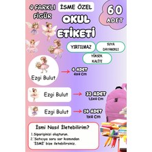 Birikiyedi Okul Etiketi Kalem Defter Etiketi Özel Isim Yazılabilen Etiket 60 Adet Peri Kızı