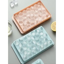 CATEKSSS Küre Buz Kalıbı Kapaklı 33 Hazneli Yuvarlak Buz Kalıbı Kokteyl Sunum Buz Kalıbı (20X12 Cm) Plastik