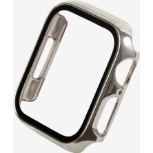 Quse Apple Watch Series Se/6/5 44MM Uyumlu Parlak Krom Kasa Koruyucu Kılıf –  Gümüş – Ekran Korumalı 360 Tam Koruma