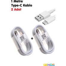 Genos Samsung Uyumlu Type-C Hızlı Şarj Kablosu S8 S9 Plus Note 8 Note 9 A20 A30 A50 A70 (1 Mt) 2 Adet