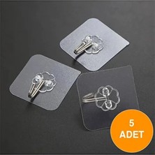 CATEKSSS Yapışkanlı Metal Kancalı Duvar Askısı 5'li Banyo Mutfak Kapı Arkası Askılık Banyo Düzenleyici Plasti