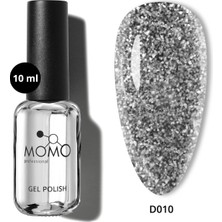 Momo Professional Disco Kalıcı Oje, D010, Siyah, Reflective Flash Gel Polish, 10 ml