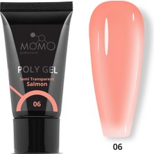 Momo Professional Protez Tırnak İçin Poly Gel, Poli Jel, No.06, Yarı Şeffaf Somon, 30 gr