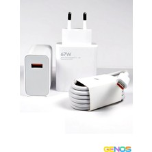 Genos Xiaomi Uyumlu 67W Turbo Şarj Cihazı Aleti ve Şarj Kablosu