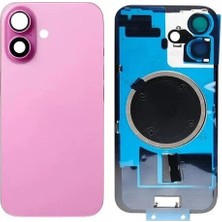 Genos Iphone 16 Arka Kapak Full Kamera Camlı (Pil Kapağı) - Magsafe Demirli - Pembe