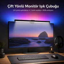 Exem Shop Dokunmatik Rgb Çift Yönlü Monitör Üstü LED Aydınlatma Monitör Işık Çubuğu 40CM