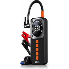L'edoren 8.000MAH Powerbank Şarjlı Akü Takviye Cihazı 4500A Tepe Akımlı Akü Takviyeli Oto Hava Kompresör 150 Psı