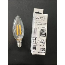 CATEKSSS 4 Watt 3000 Kelvin Günışığı 400 Lümen E-14 Düz Buji Rustik LED Ampul