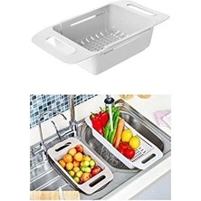 CATEKSSS Ayarlanabilir Lavabo Süzgeci Uzun Kısa Ayarlı Evye Meyve Sebze Salata Yıkama Plastik