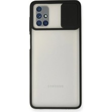 MiraLive Samsung Galaxy M51 Kılıf Palm Buzlu Kamera Sürgülü Silikon - Siyah