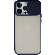 MiraLive Apple Iphone 13 Pro Max Kılıf Palm Buzlu Kamera Sürgülü Silikon - Lacivert