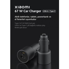 Xiaomi 67W Hyper Car Charger (USB-A + Type-C) Araç Çakmaklık Hızlı Şarj Aleti