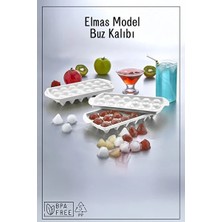 CATEKSSS 18 Bölmeli Elmas Model Buz Kalıbı Buzluk - Beyaz Plastik