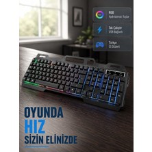 Urfakent Profesyonel  Klavye Mouse Seti – Rgb Işıklı, Türkçe Q, Dpı Ayarlı, Dayanıklı Gövde