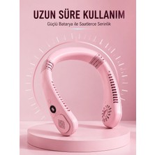Marsilyan Pembe Boyun Fanı Sessiz Çalışan USB Şarjlı Taşınabilir Kişisel Serinletici