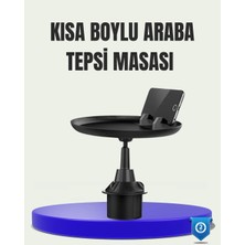Marsilyan 360° Döner Araç Bardaklık Tepsisi Geniş Yemek Alanlı Telefon Standlı