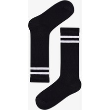 Penti Kız Çocuk Siyah Sporty Black Fitilli Çizgili Pamuklu Pantolon Çorap
